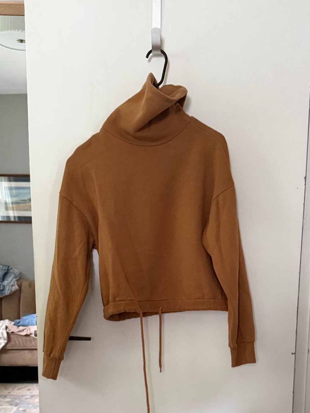Forever 21 Camel Cropped Turtleneck Sweatshirt Size S